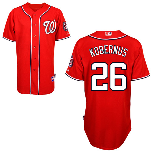 Jeff Kobernus #26 MLB Jersey-Washington Nationals Men's Authentic Alternate 1 Red Cool Base Baseball Jersey